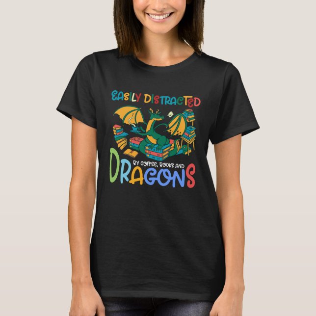 DISTRACTED BY DRAGONS BOYS AND GIRLS BOOK CLUB REA T-Shirt (Front)