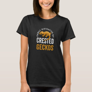 Distracted by Geckos Cute Lizard Crested Geckos   T-Shirt