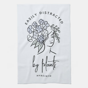 Distracted Gardener Boho Blue Floral Cute Plant Tea Towel