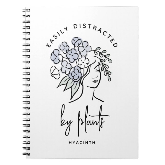 Distracted Gardener Boho Floral Cute Plant Notebook (Front)