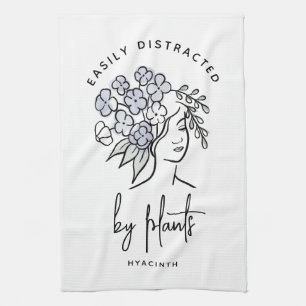 Distracted Gardener Boho Floral Cute Plant Tea Towel
