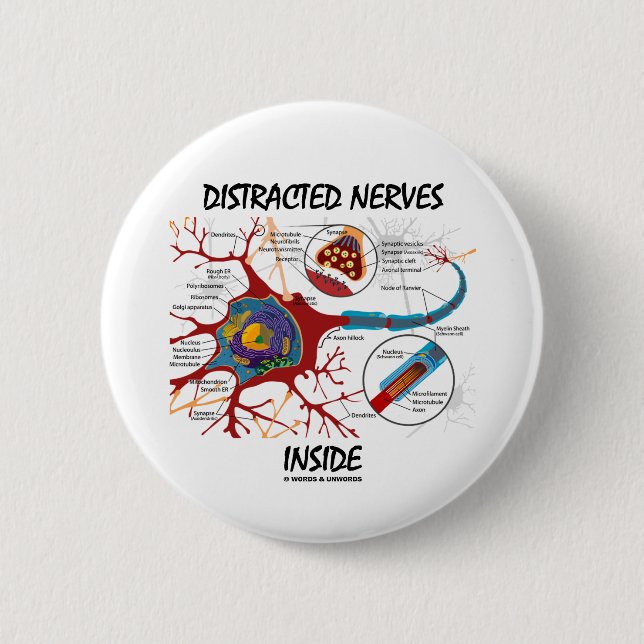 Distracted Nerves Inside (Synapse) 6 Cm Round Badge (Front)