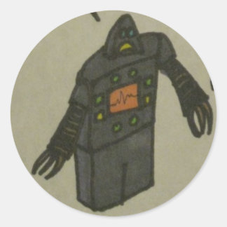 distraught robot classic round sticker