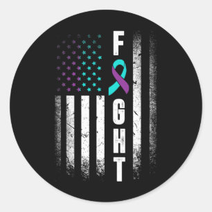 Distress American Flag Fight Suicide Prevention Aw Classic Round Sticker