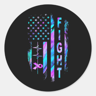 Distress American Flag Fight Suicide Prevention Aw Classic Round Sticker