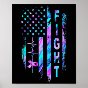 Distress American Flag Fight Suicide Prevention Aw Poster