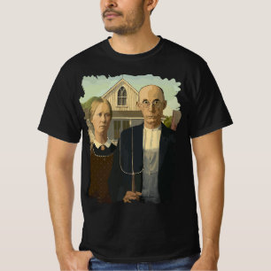 Distress American Gothic Famous Painting By Grant T-Shirt