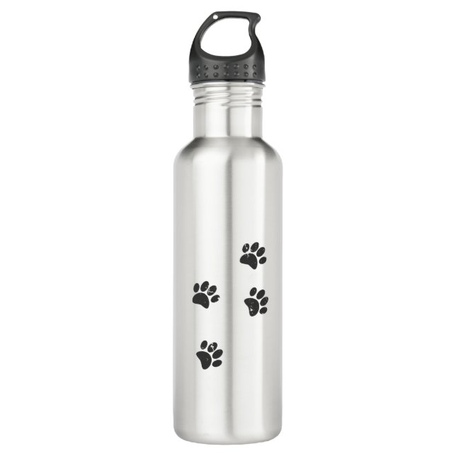 Distresse Dog Paw Tracks 710 Ml Water Bottle (Front)