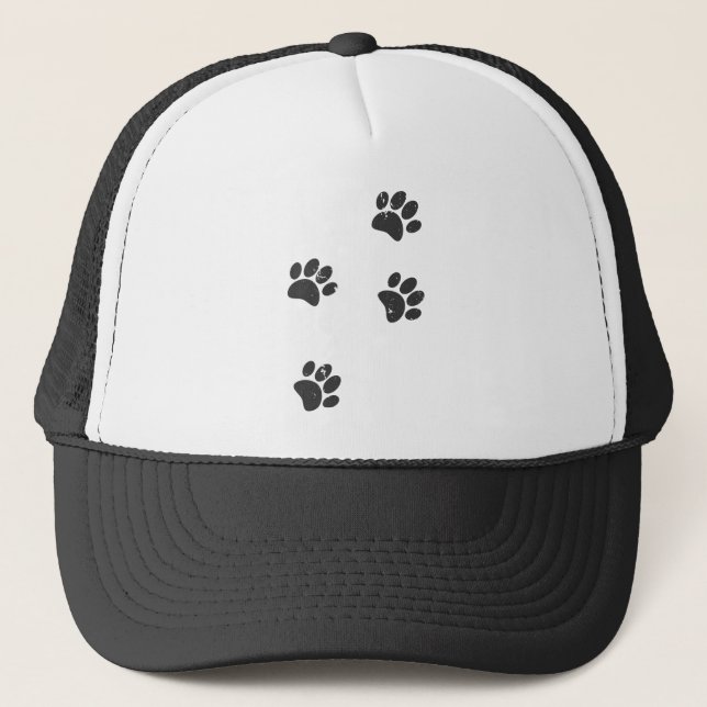 Distresse Dog Paw Tracks Trucker Hat (Front)