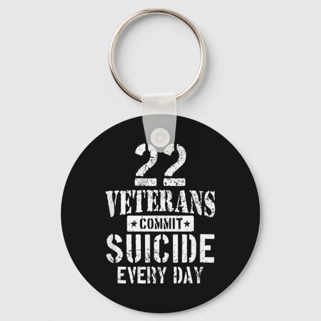 Distressed 22 Veterans Commit Suicide Every Day  Key Ring (Front)