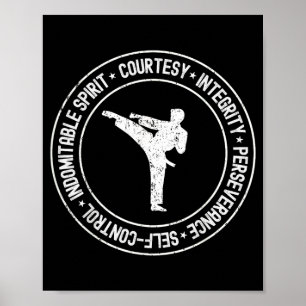 Distressed 5 Tenets of Taekwondo Taekwondo Kicking Poster