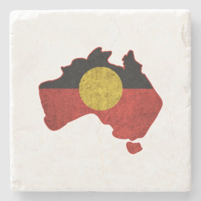 Distressed Aboriginal Flag  Stone Coaster (Front)