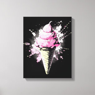 Distressed Abstract Pink Ice Cream Splatter Canvas Print