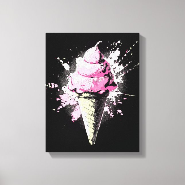 Distressed Abstract Pink Ice Cream Splatter Canvas Print (Front)