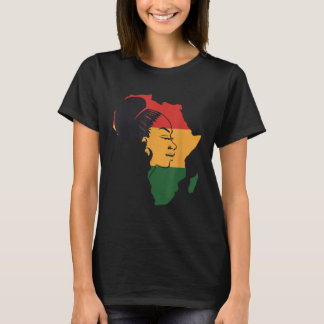 Distressed African Map With Afro Queen In Africa F T-Shirt