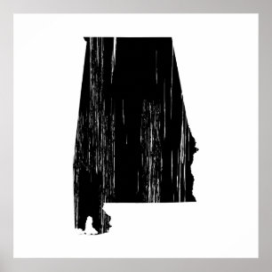 Distressed Alabama State Outline Poster