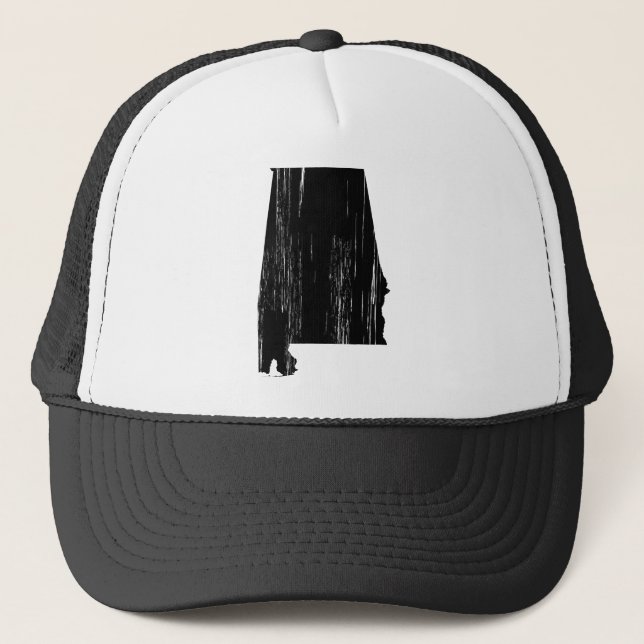 Distressed Alabama State Outline Trucker Hat (Front)