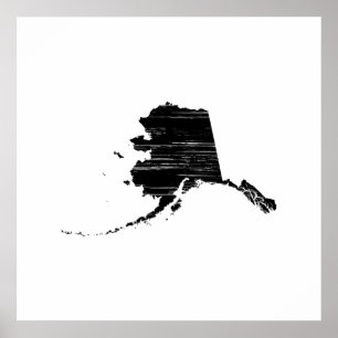 Distressed Alaska State Outline Poster