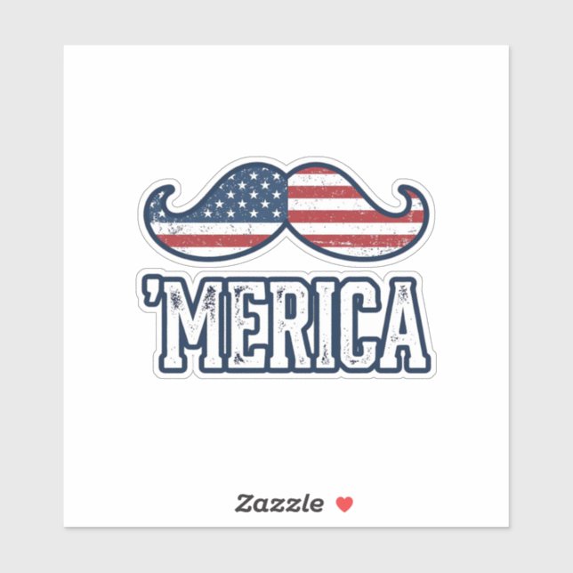 Distressed America Moustache Patriotic Vector Desi (Sheet)