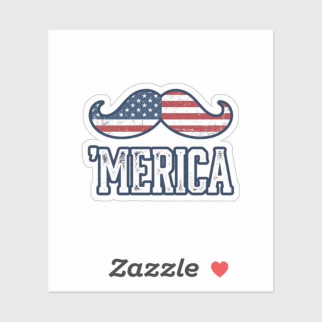 Distressed America Moustache Patriotic Vector Desi (Sheet)