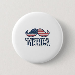 Distressed America Moustache Patriotic Vector Desi 6 Cm Round Badge