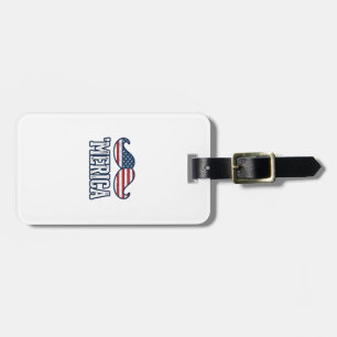 Distressed America Moustache Patriotic Vector Desi Luggage Tag