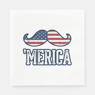 Distressed America Moustache Patriotic Vector Desi Napkin