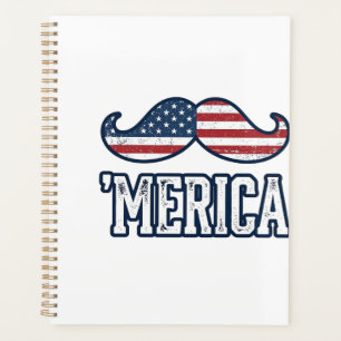 Distressed America Moustache Patriotic Vector Desi Planner