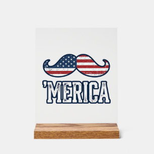 Distressed America Mustache Patriotic Vector Desig Acrylic Sign