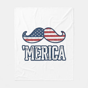 Distressed America Mustache Patriotic Vector Desig Fleece Blanket