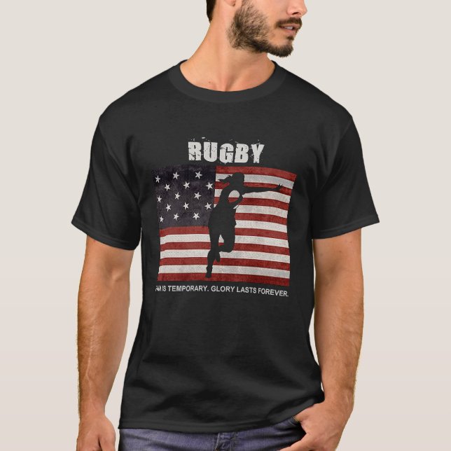 Distressed America Rugby Girl women Glory Lasts Fo T-Shirt (Front)