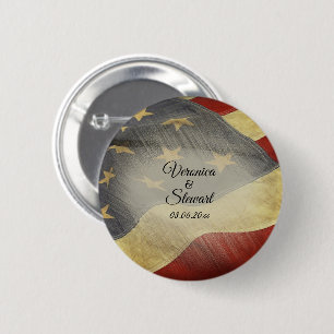 Distressed American Flag   6 Cm Round Badge