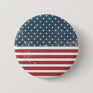 distressed american flag 6 cm round badge