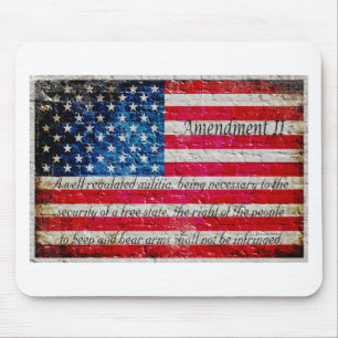 Distressed American Flag And Second Amendment Mouse Mat