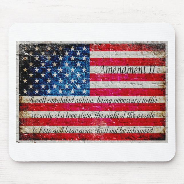Distressed American Flag And Second Amendment Mouse Mat (Front)