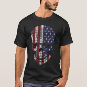 Distressed American Flag and Skull T-Shirt