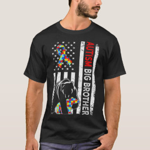 Distressed American Flag Autism Big Brother Bear A T-Shirt