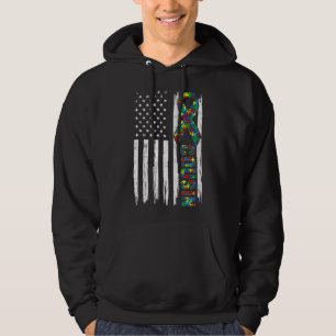 Distressed American Flag Autism Cousin Family Matc Hoodie