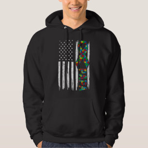 Distressed American Flag Autism Papa Family Matchi Hoodie
