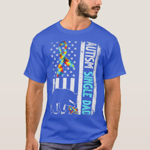 Distressed American Flag Autism Single Dad Bear Au T-Shirt
