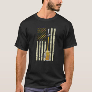Distressed American Flag Beer Tap Humourous Drinki T-Shirt