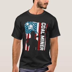 Distressed American Flag Coal Miner Mining Patriot T-Shirt