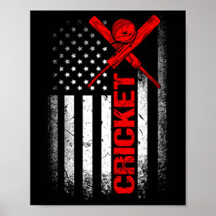 Distressed American Flag Cricket  Poster