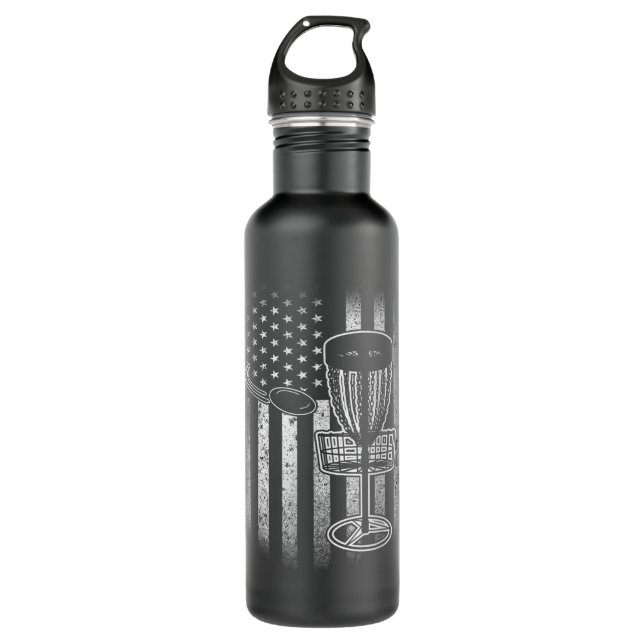 Distressed American Flag Disc Golf 710 Ml Water Bottle (Front)