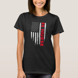 Distressed American Flag Er Nurse Stethoscope Nurs T-Shirt