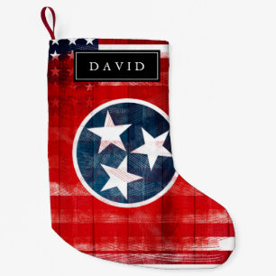 Distressed American Flag & Flag of Tennessee Name Small Christmas Stocking