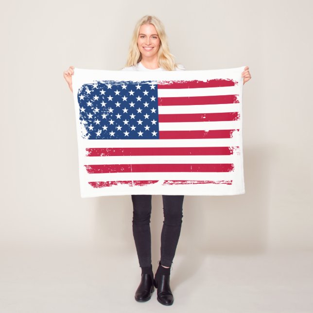 Distressed American Flag Fleece Blanket (In Situ)