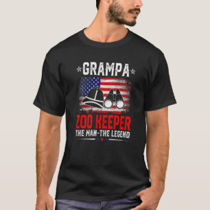 Distressed American Flag Grampa Zoo Keeper The Leg T-Shirt