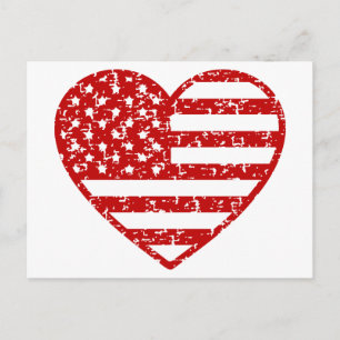 Distressed American Flag Heart Postcard