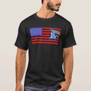 Distressed American Flag Horse 2 T-Shirt
